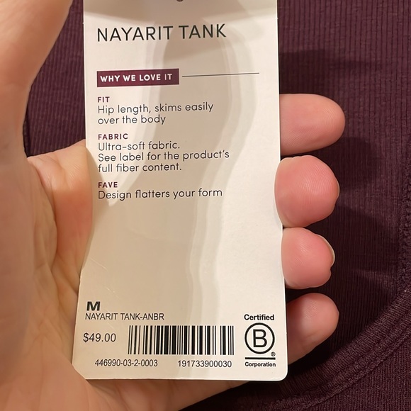 NWT Athleta NAYARIT TANK, (Antique Burgundy) - M - Picture 6 of 8